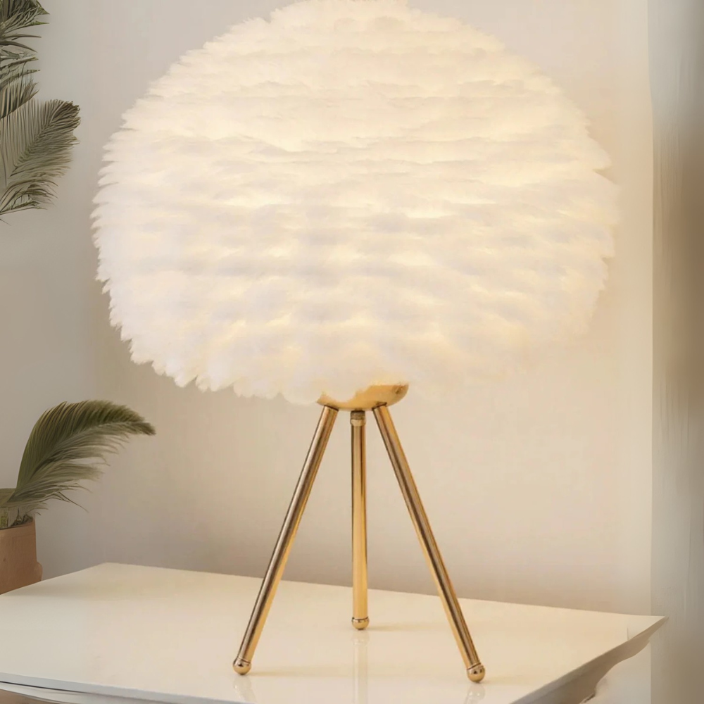 Lámpara De Mesa Inspirada En Plumas