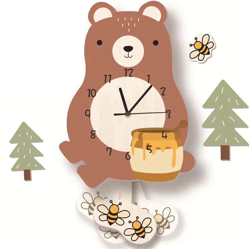 Reloj de Pared Infantil con Motivos de Animales